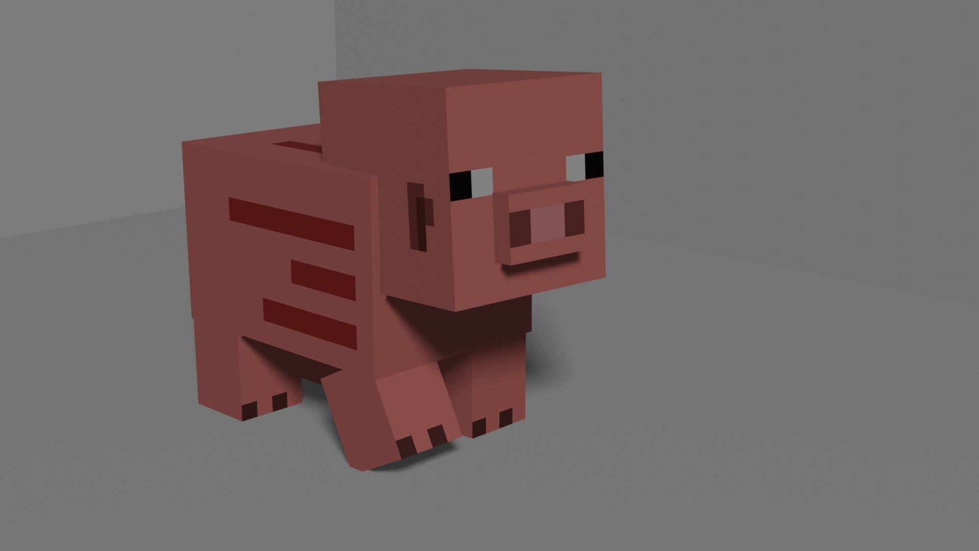 Minecraft Pig Low Poly Free low-poly 3D model_2