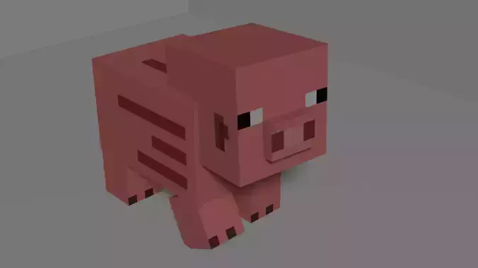 Minecraft Pig Low Poly