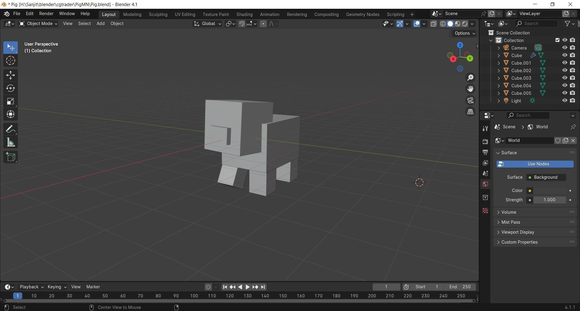 Minecraft Pig Low Poly Free low-poly 3D model_4