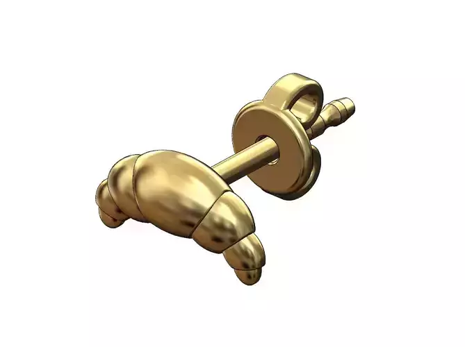 French croissant pastry stud earring 3D print model