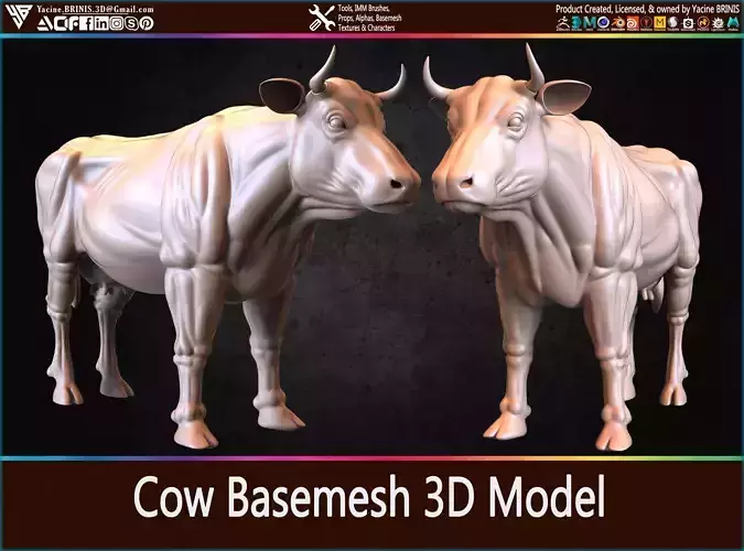 Cow Basemesh 3D Model Low-poly 3D model