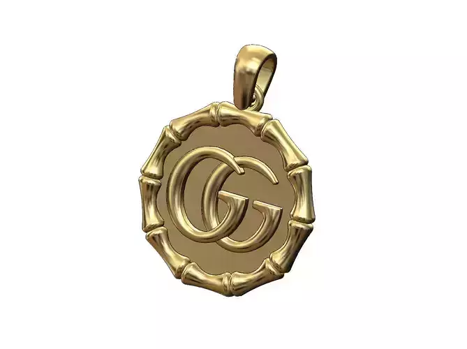 GG logo fashion brand bamboo pattern pendant with bail