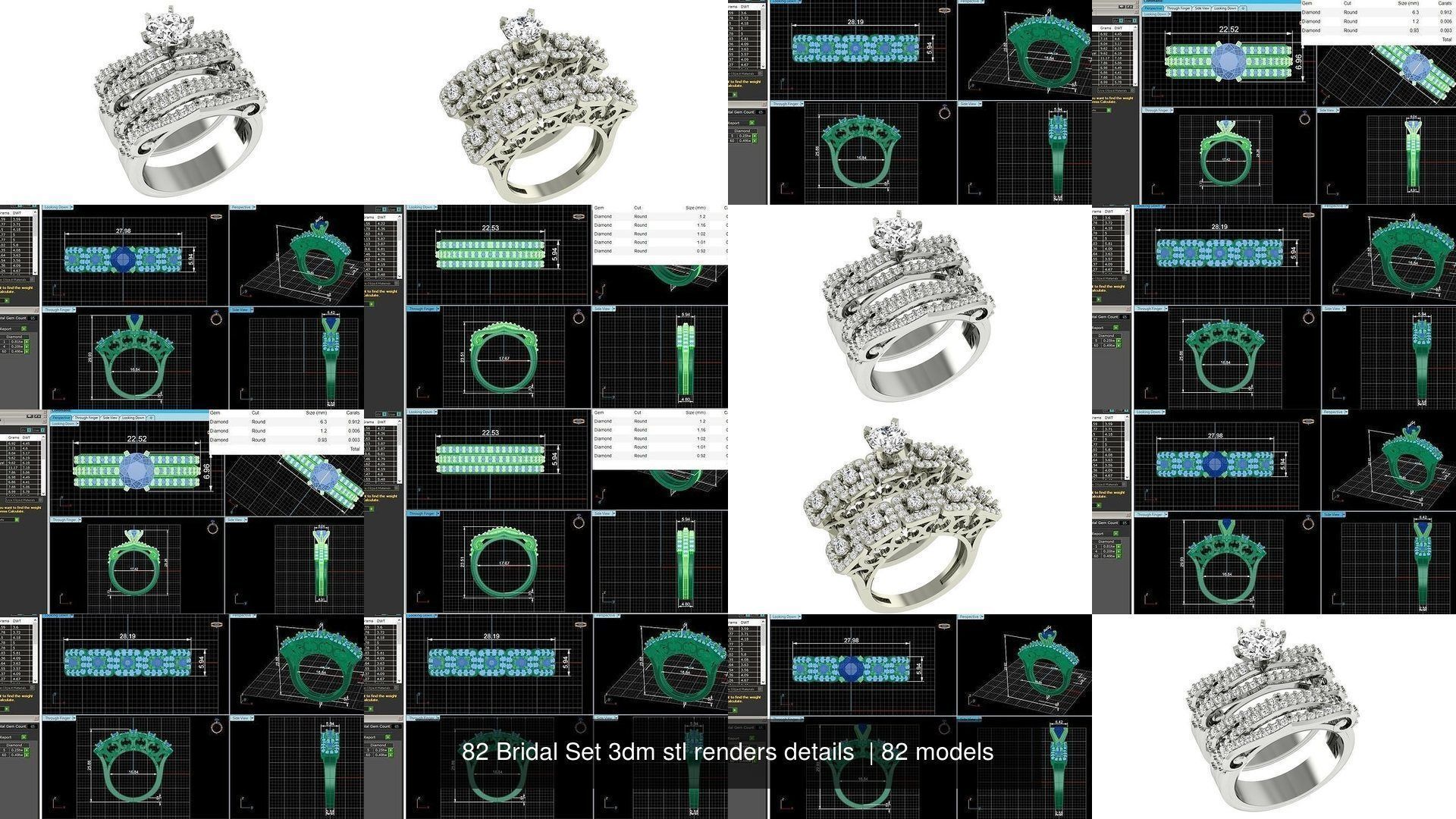 82 Bridal Set 3dm stl renders details 3D Model Collection_9