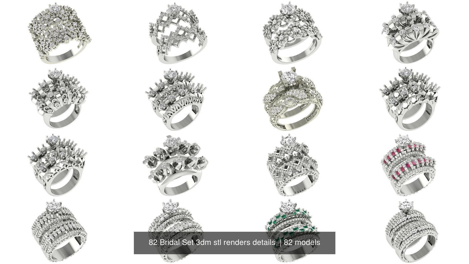 82 Bridal Set 3dm stl renders details 3D Model Collection_8