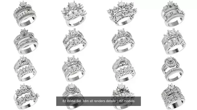 82 Bridal Set 3dm stl renders details 