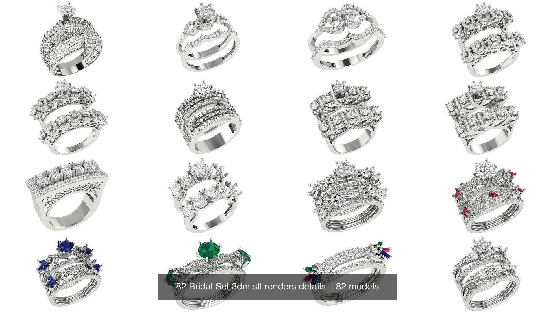 82 Bridal Set 3dm stl renders details 3D Model Collection_4