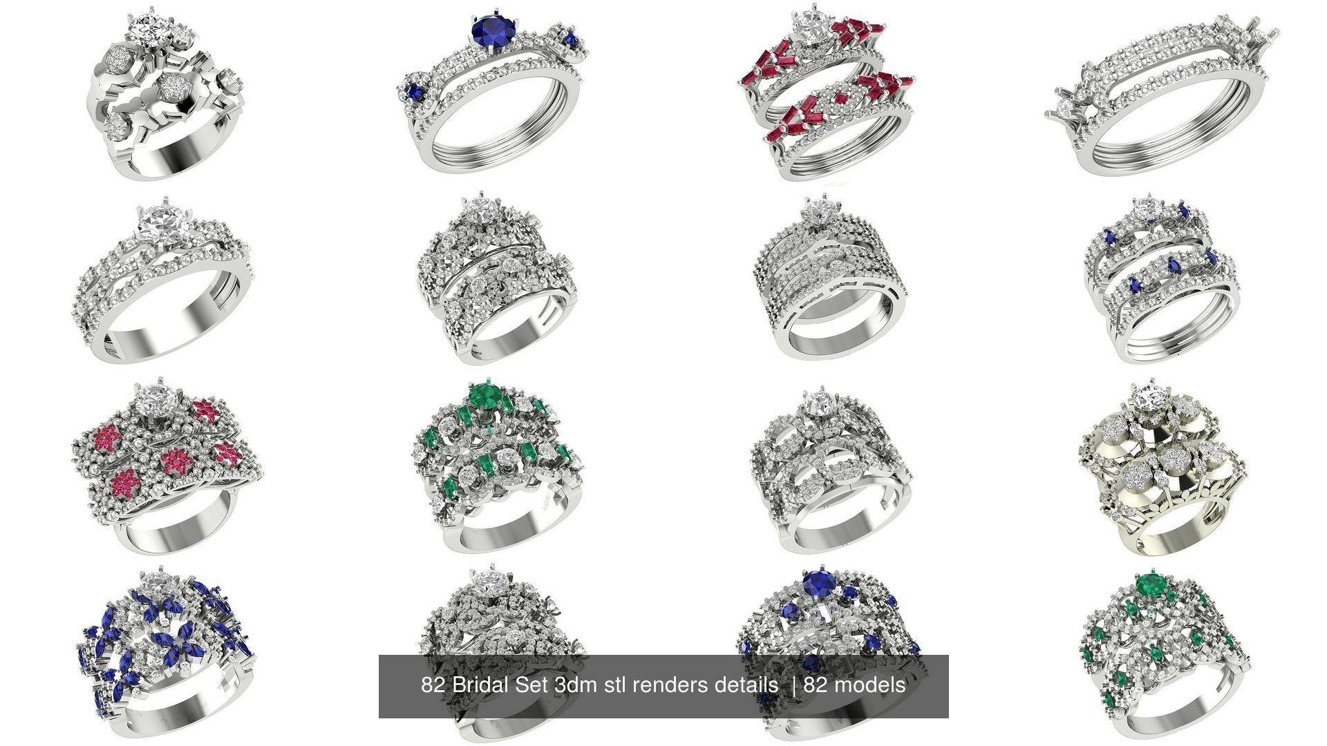 82 Bridal Set 3dm stl renders details 3D Model Collection_6