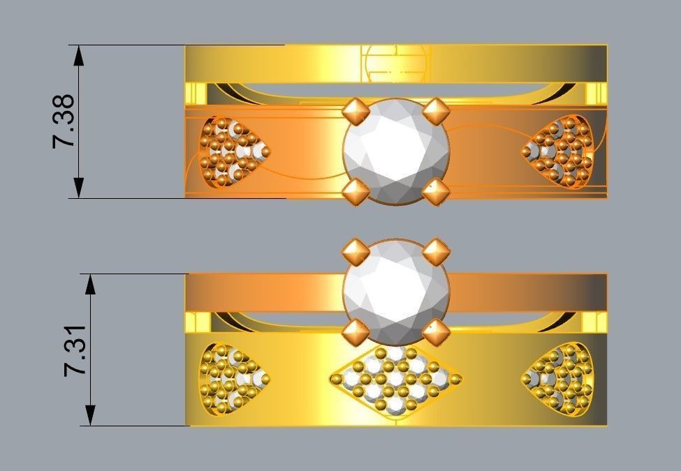 Womens Two piece solitaire ring 3D print model_7