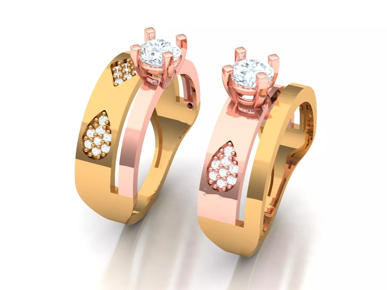 Womens Two piece solitaire ring 3D print model_0