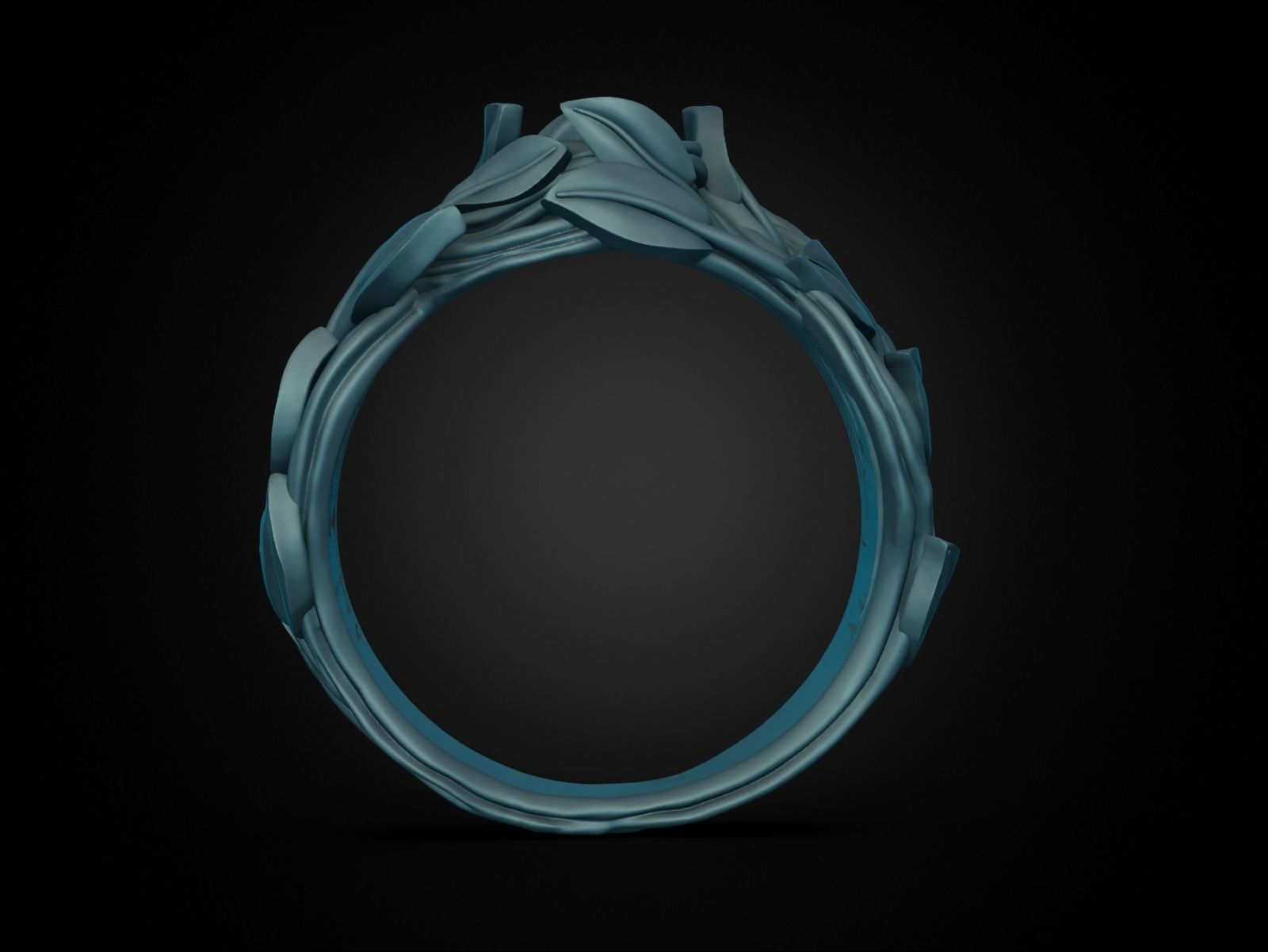 Tree Branch Ring with Gemstone 3D print model_11