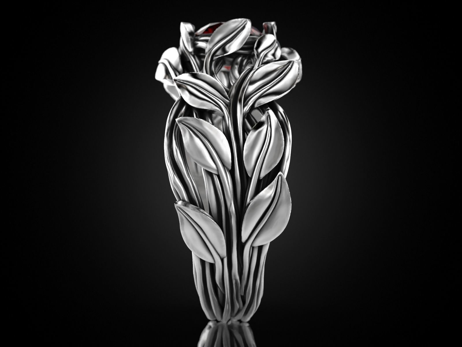 Tree Branch Ring with Gemstone 3D print model_4