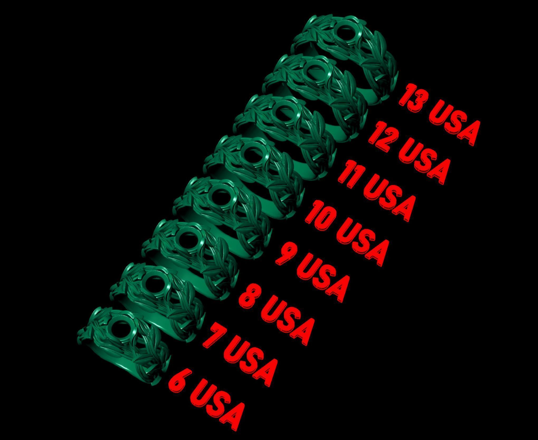 Tree Branch Ring with Gemstone 3D print model_8