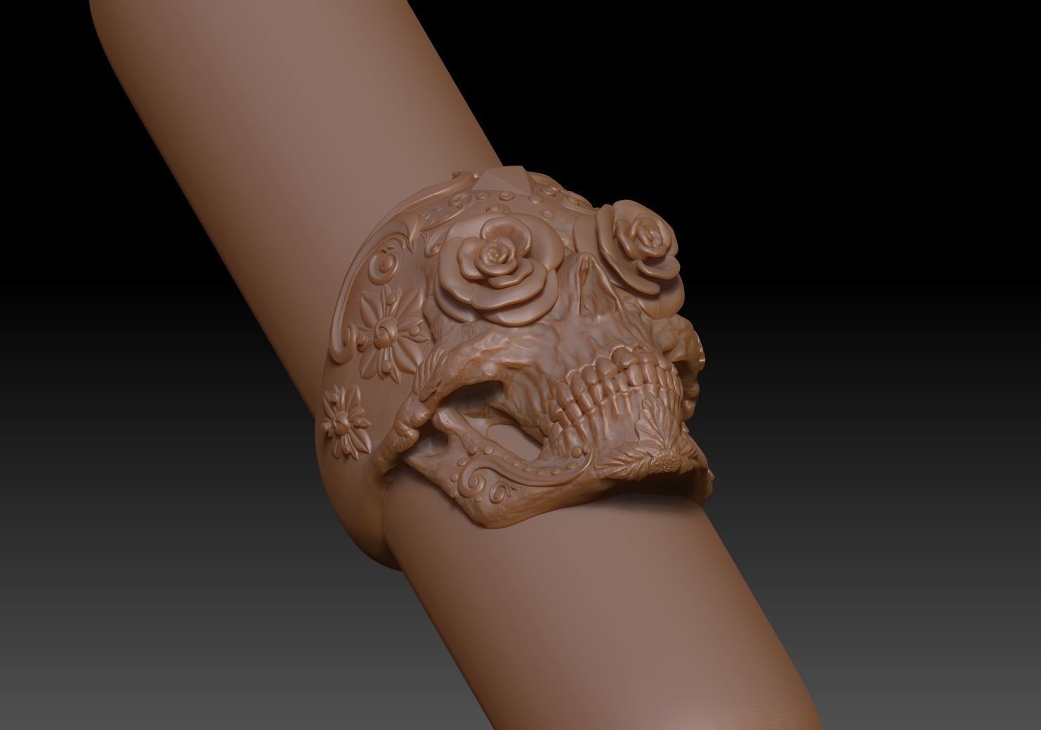 Sugar Skull Ring 3D print model_19