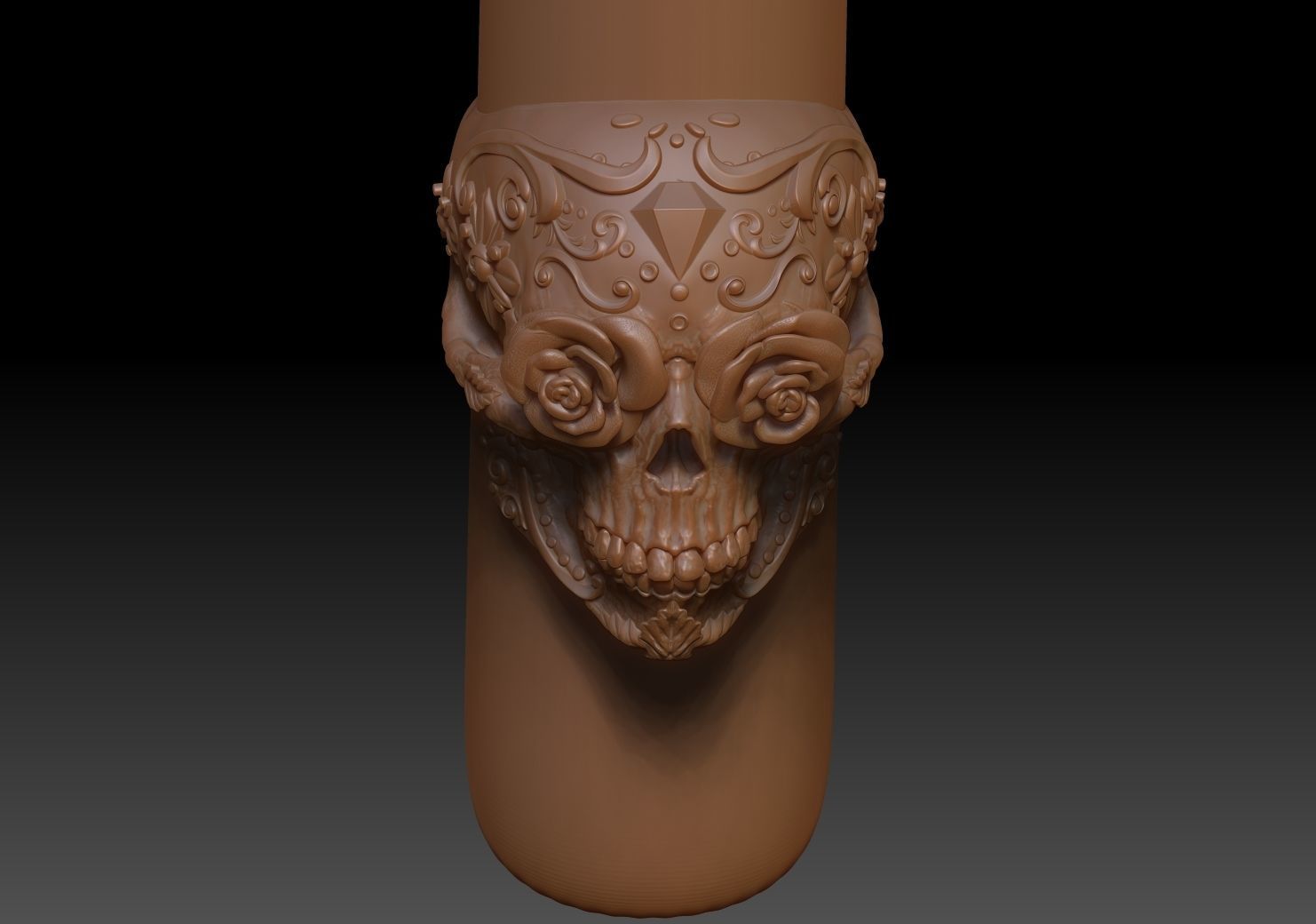 Sugar Skull Ring 3D print model_18