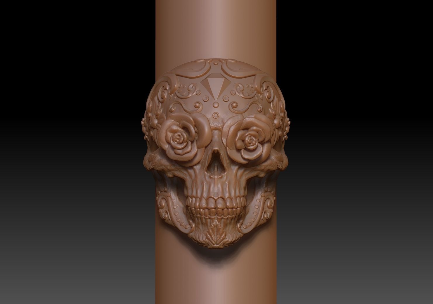 Sugar Skull Ring 3D print model_14
