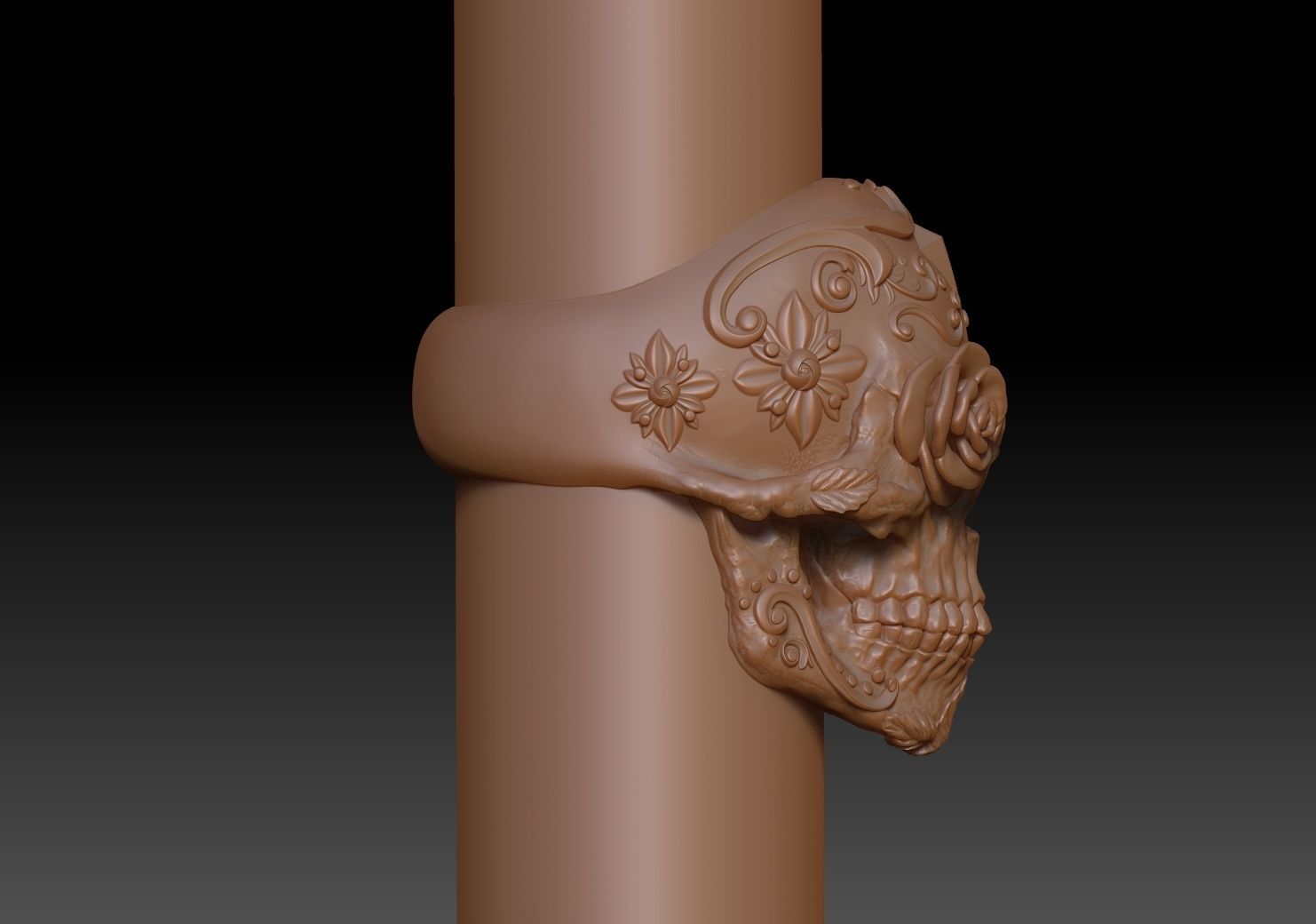 Sugar Skull Ring 3D print model_17