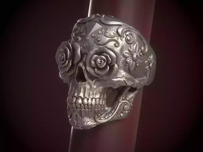 Sugar Skull Ring 3D print model