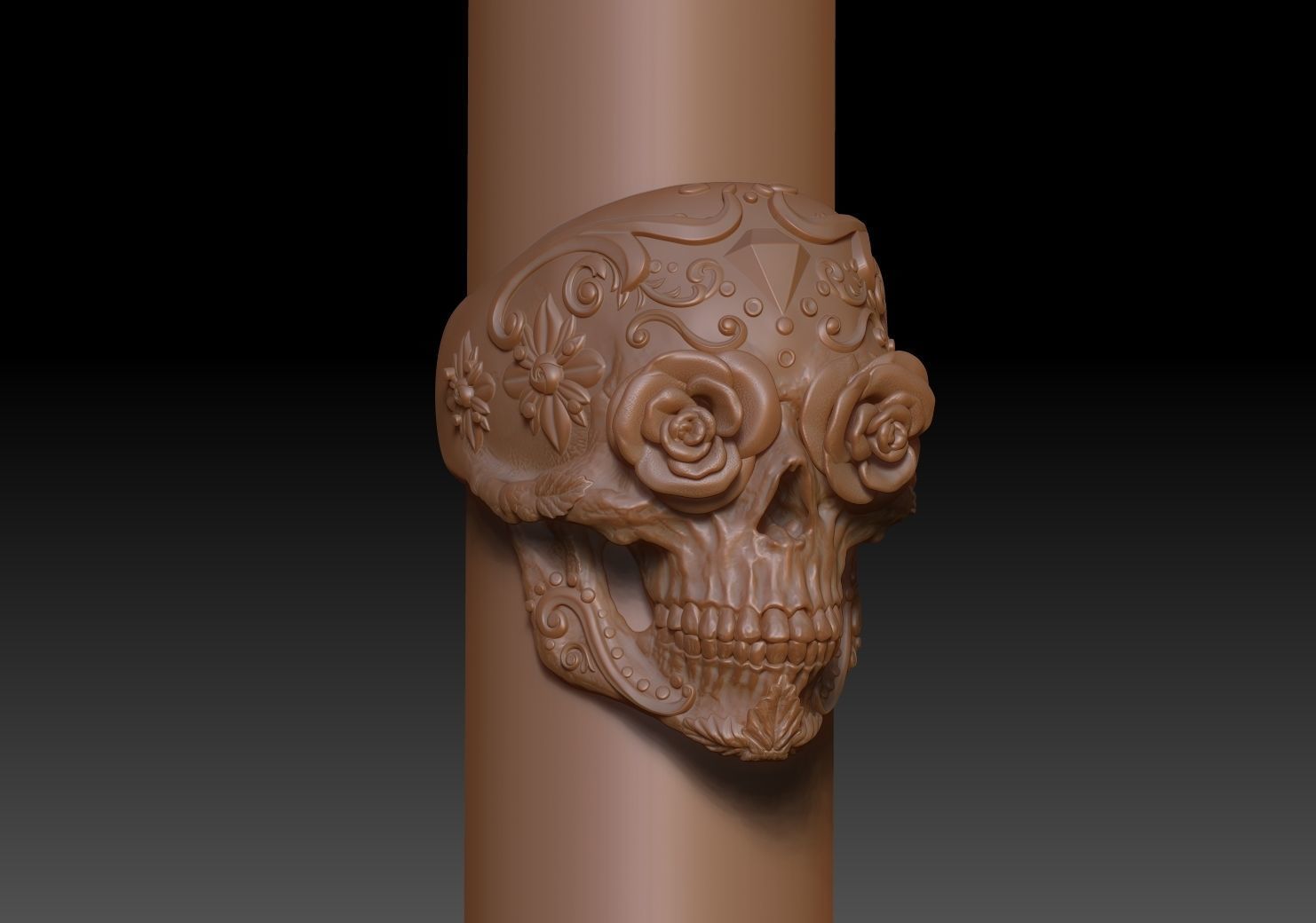 Sugar Skull Ring 3D print model_15