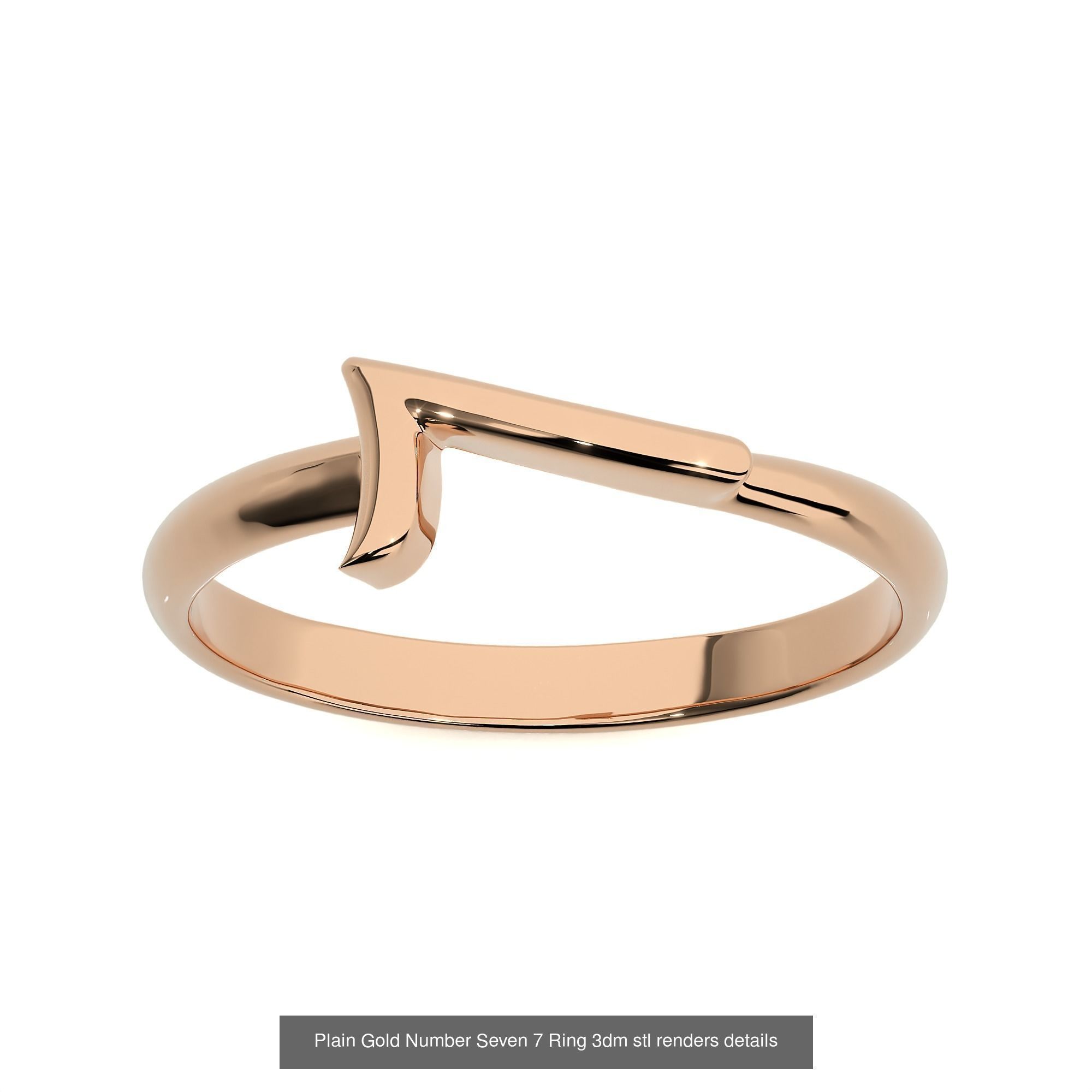0 to 9 Plain Gold Number Ring 3dm stl renders details 3D Model Collection_4