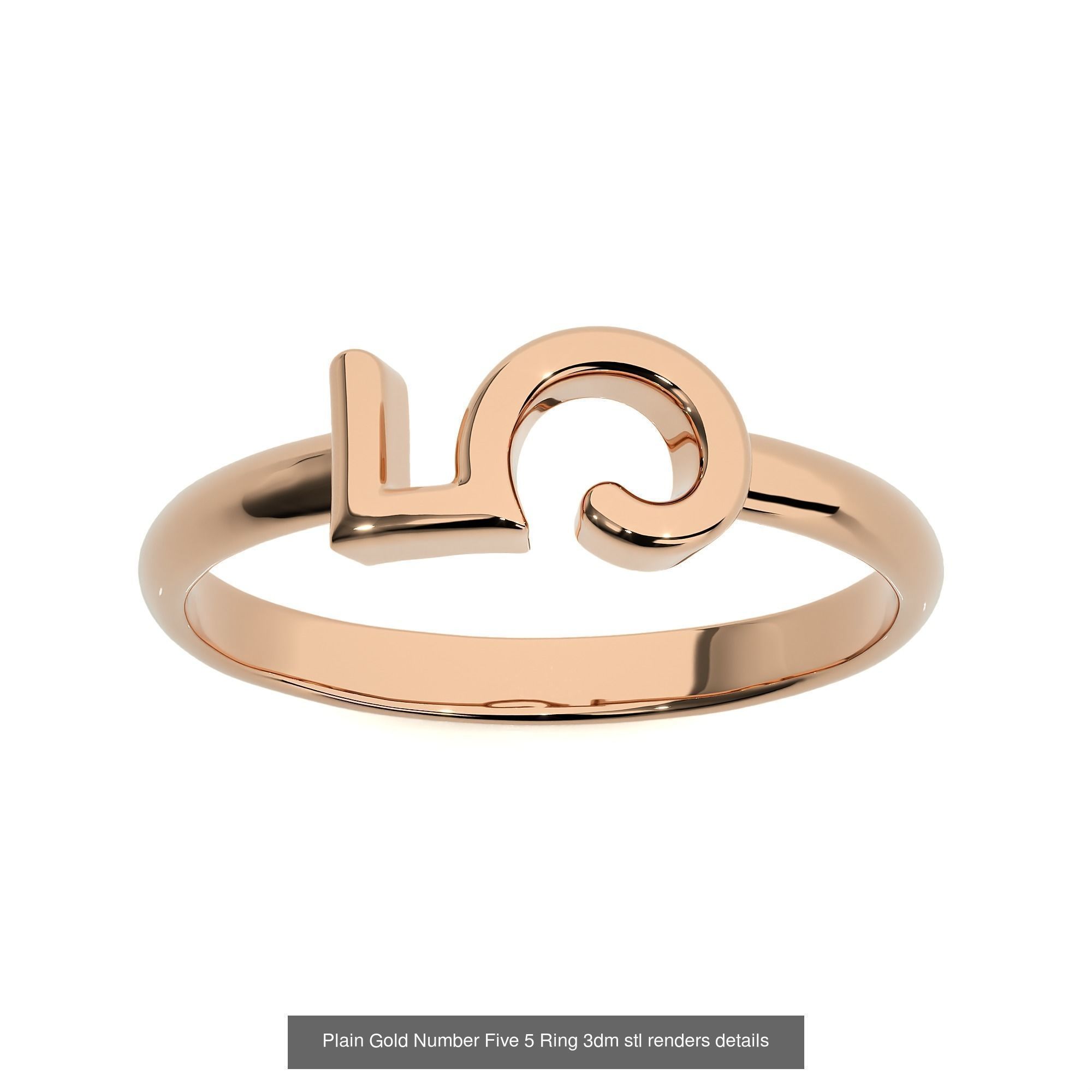 0 to 9 Plain Gold Number Ring 3dm stl renders details 3D Model Collection_6