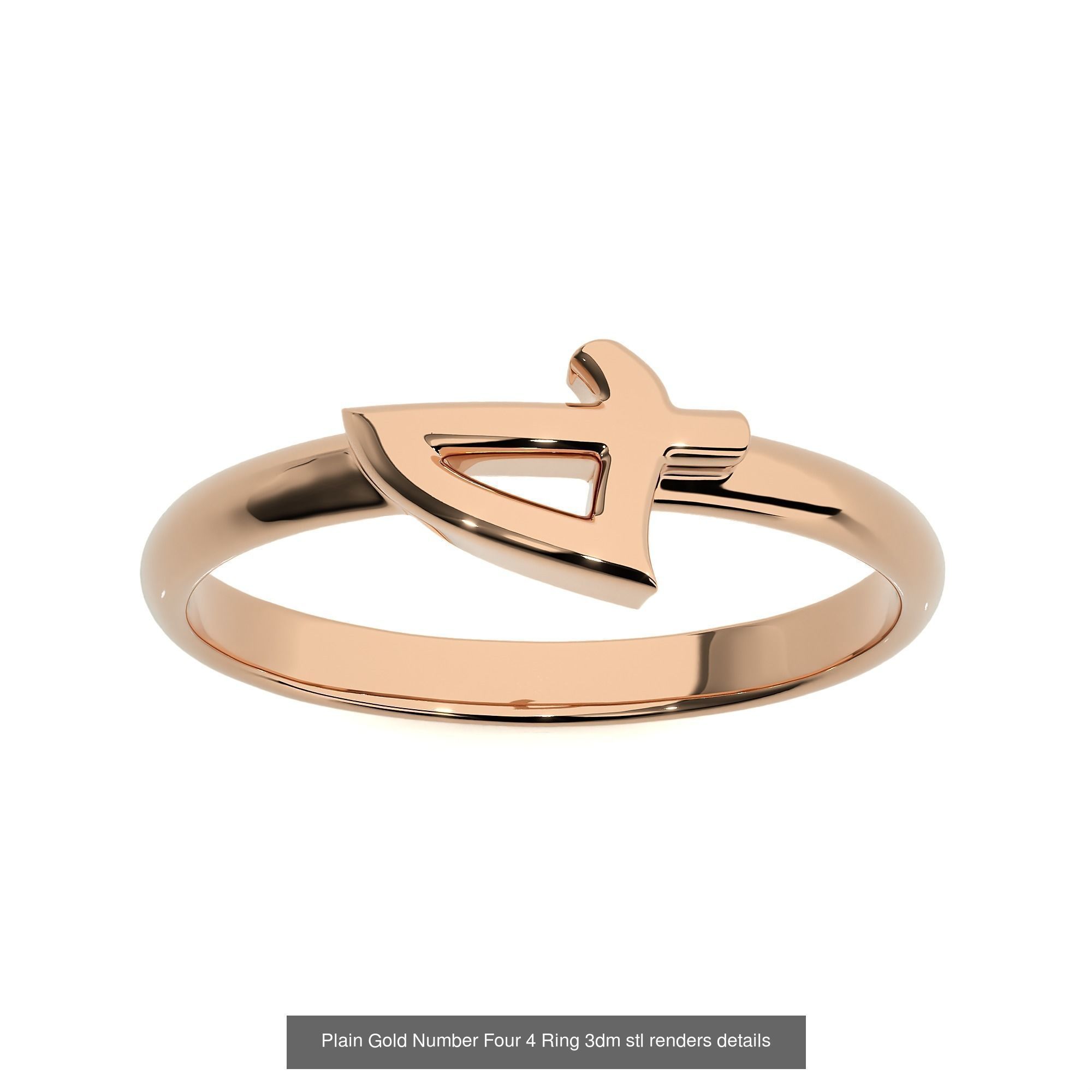 0 to 9 Plain Gold Number Ring 3dm stl renders details 3D Model Collection_7