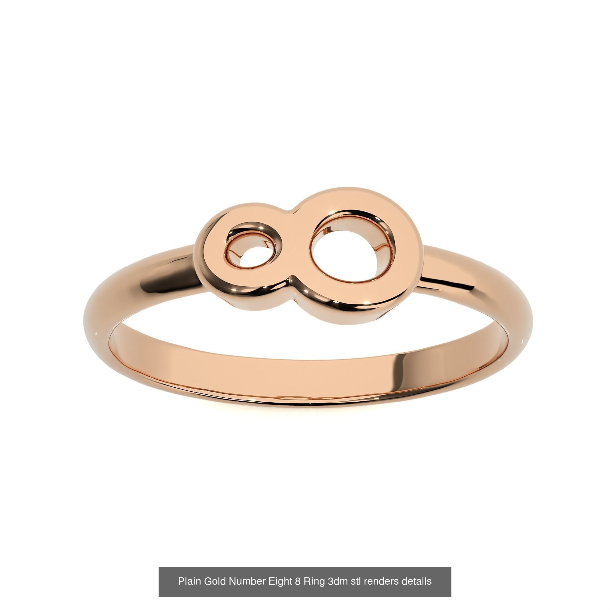 0 to 9 Plain Gold Number Ring 3dm stl renders details 3D Model Collection_3