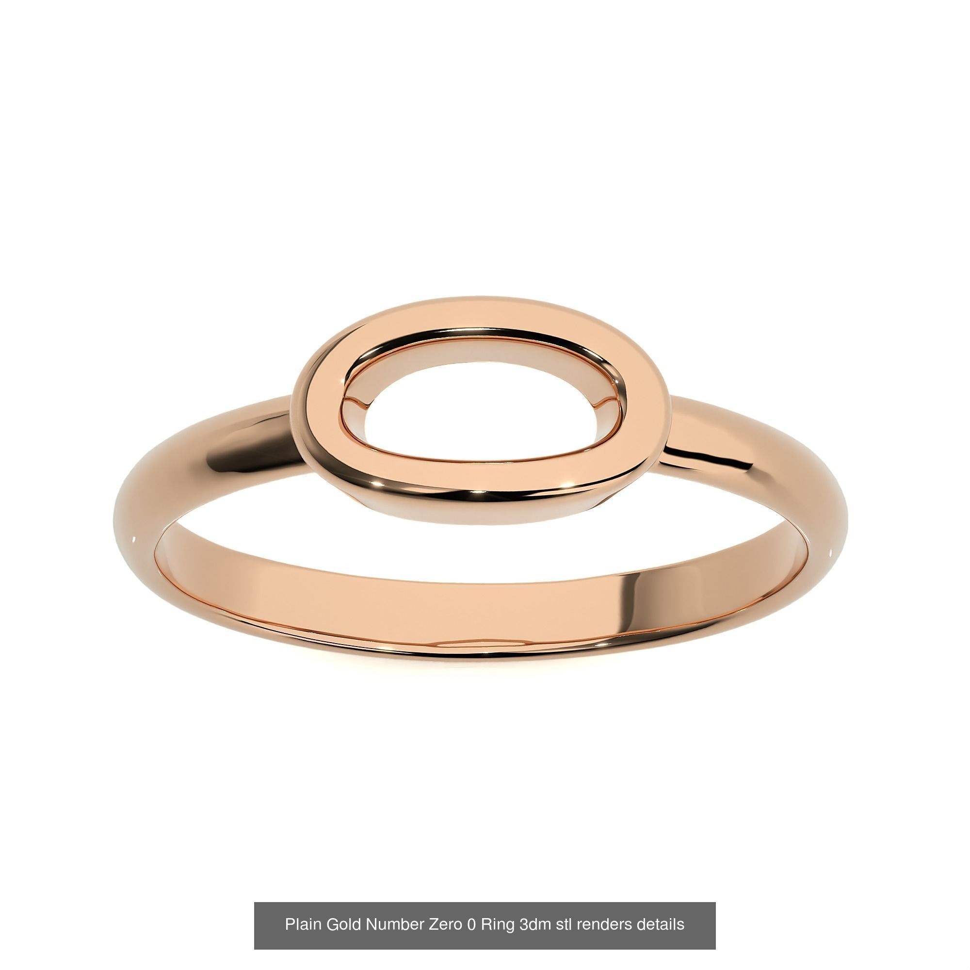 0 to 9 Plain Gold Number Ring 3dm stl renders details 3D Model Collection_11