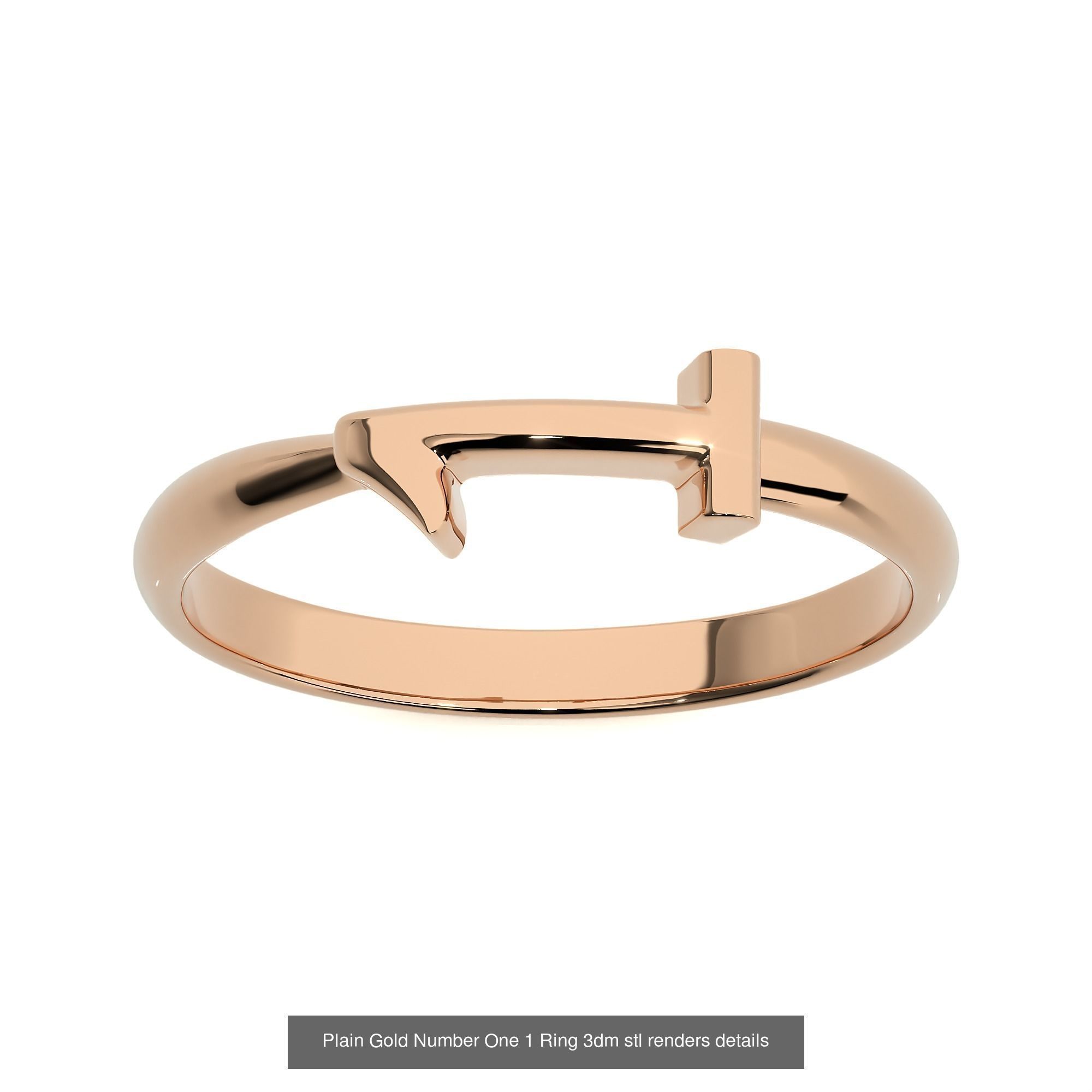 0 to 9 Plain Gold Number Ring 3dm stl renders details 3D Model Collection_10