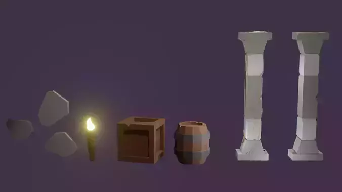 low poly dungeon set