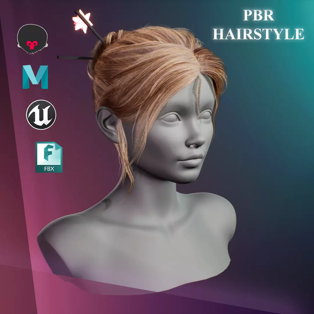 Game Bun Hairstyle Real-Time EU4 Low-poly 3D model