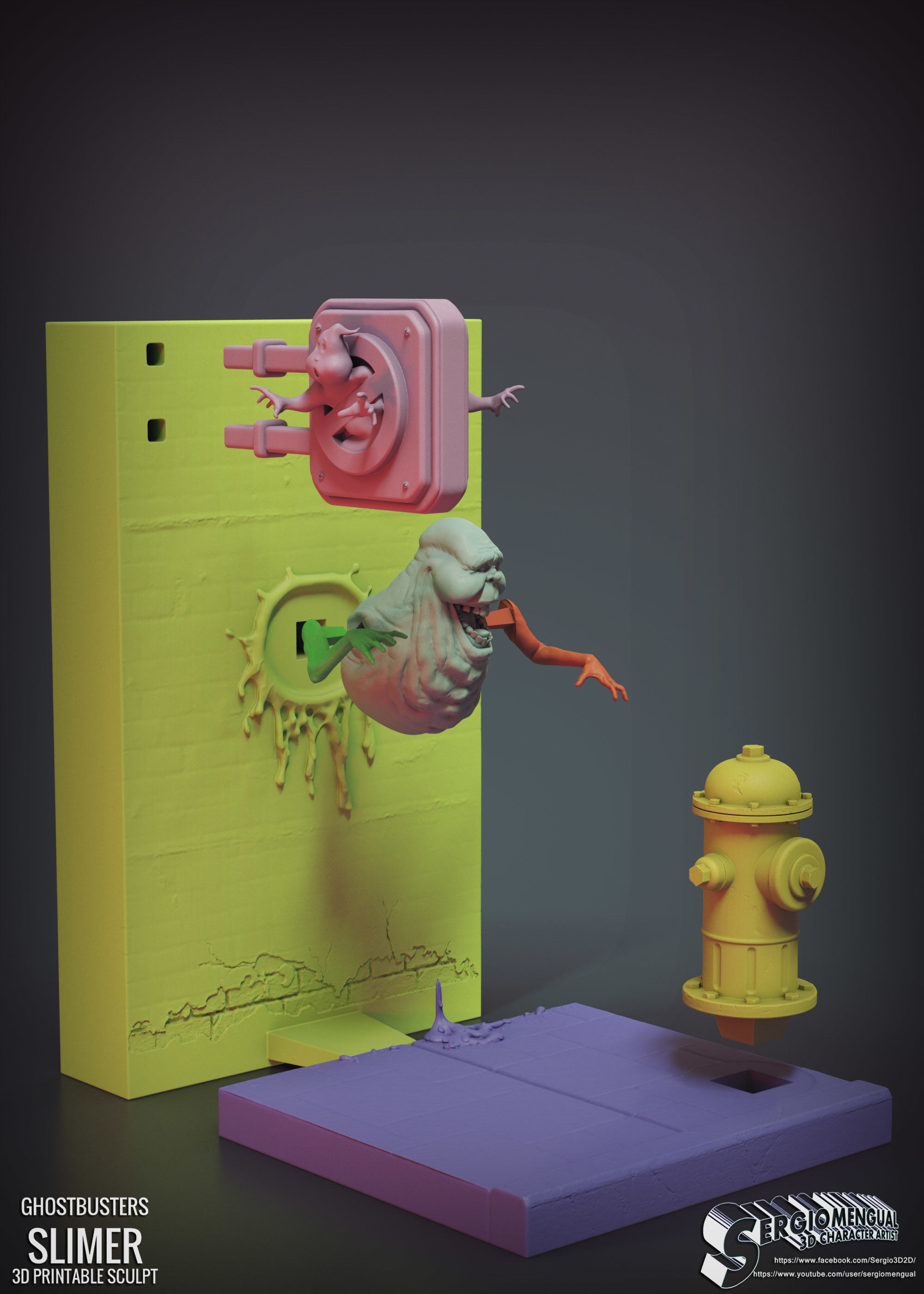 Ghostbusters Slimer 3D Printable Diorama 3D print model_8