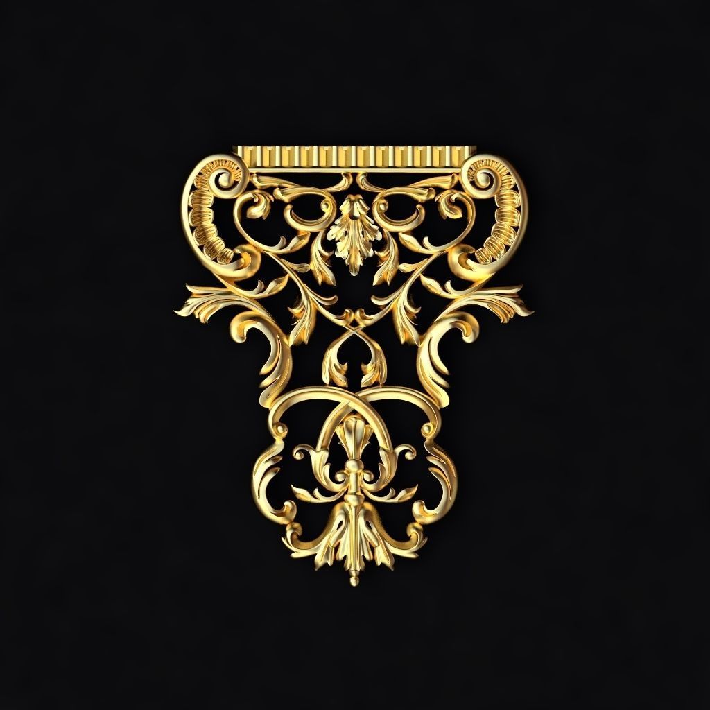 Central decor ornament for furniture 3D model_1