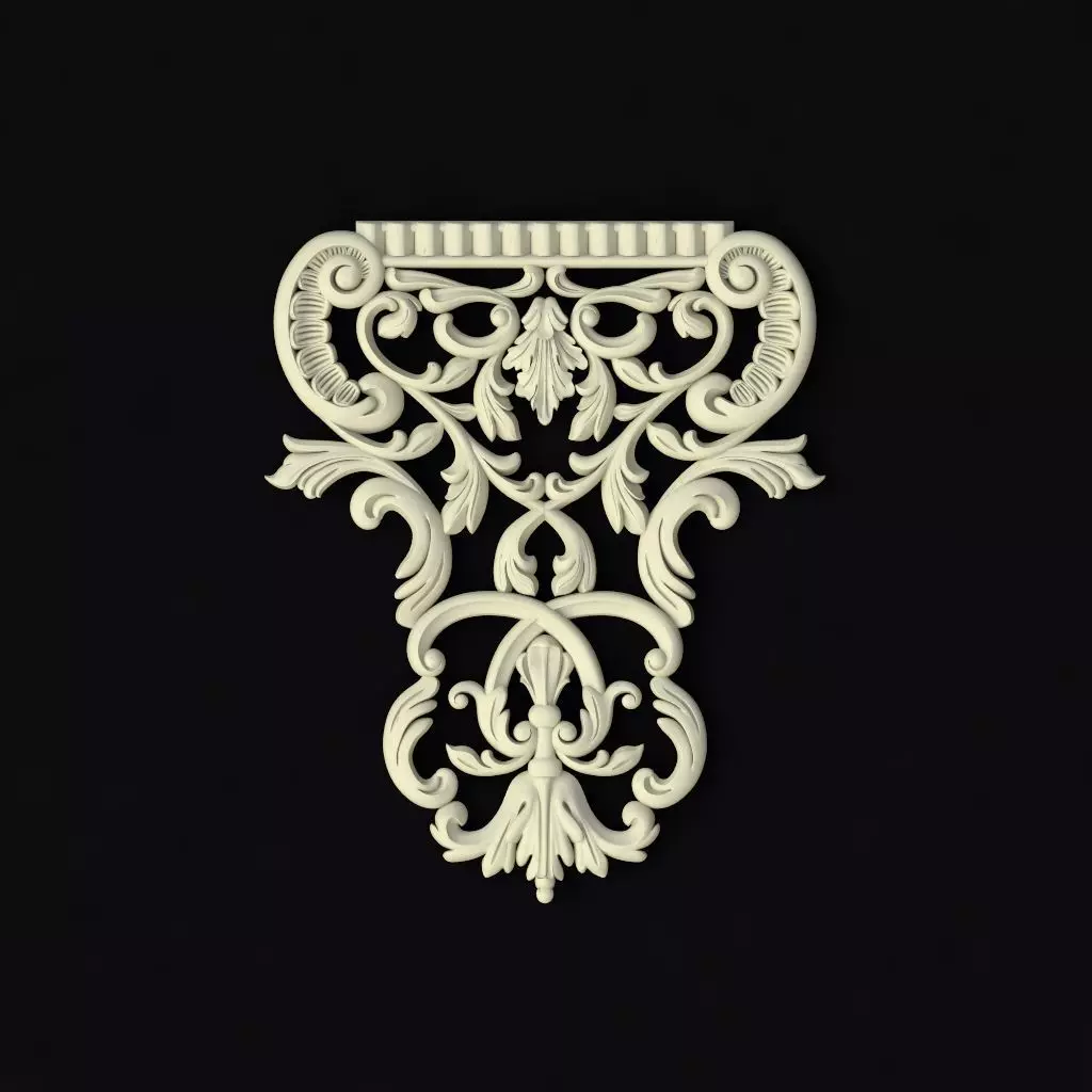 Central decor ornament for furniture 3D model_0