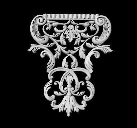 Central decor ornament for furniture 3D model_2