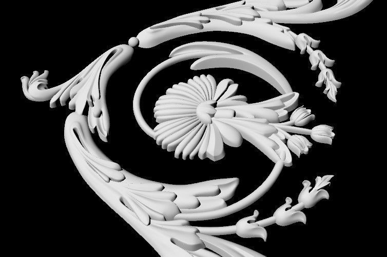 Central decor ornament for furniture 3D model_4