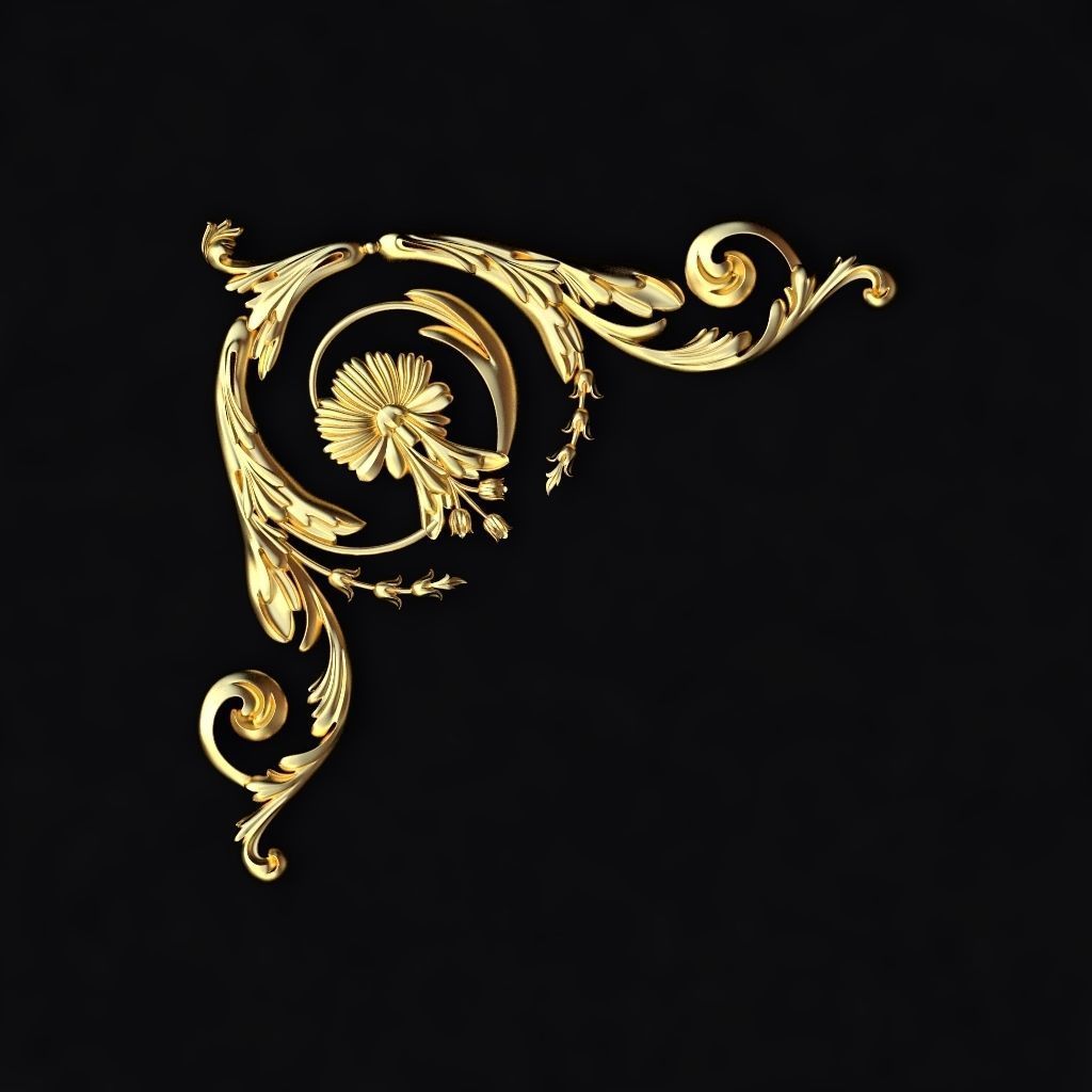 Central decor ornament for furniture 3D model_1