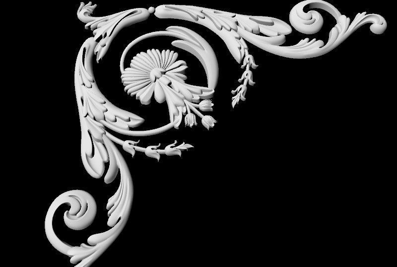 Central decor ornament for furniture 3D model_2