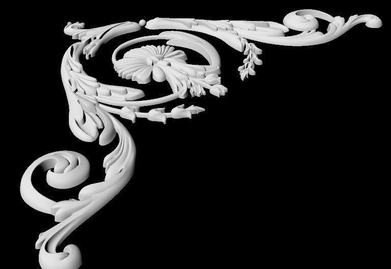 Central decor ornament for furniture 3D model_3