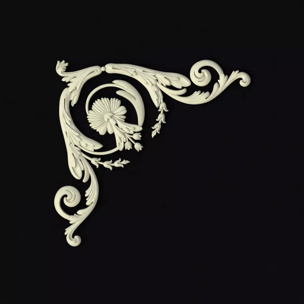 Central decor ornament for furniture 3D model_0