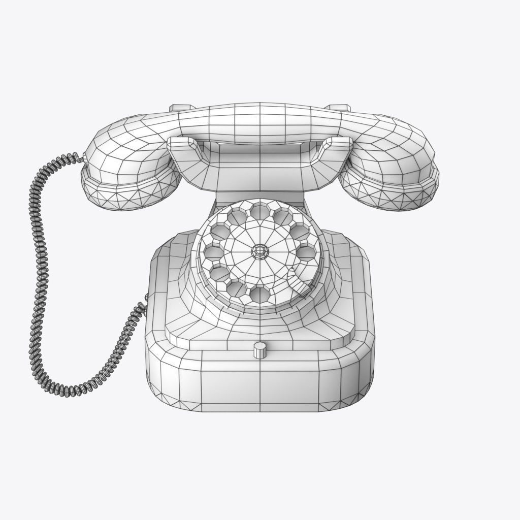 W28 Rotary Phone Low-poly 3D model_1