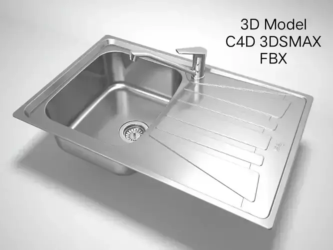 3D Model Kitchen Sink TEKA Basico 1B 1D 79