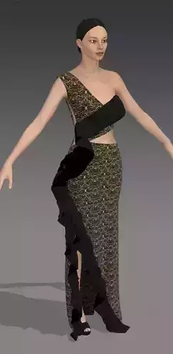 Asymetric one shoulder   Low-poly 3D model