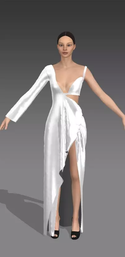 dress asymetric one shoulder Low-poly 3D model