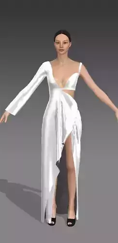 dress asymetric one shoulder  Low-poly 3D model
