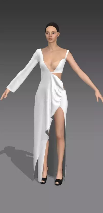 dress asymetric one shoulder Low-poly 3D model