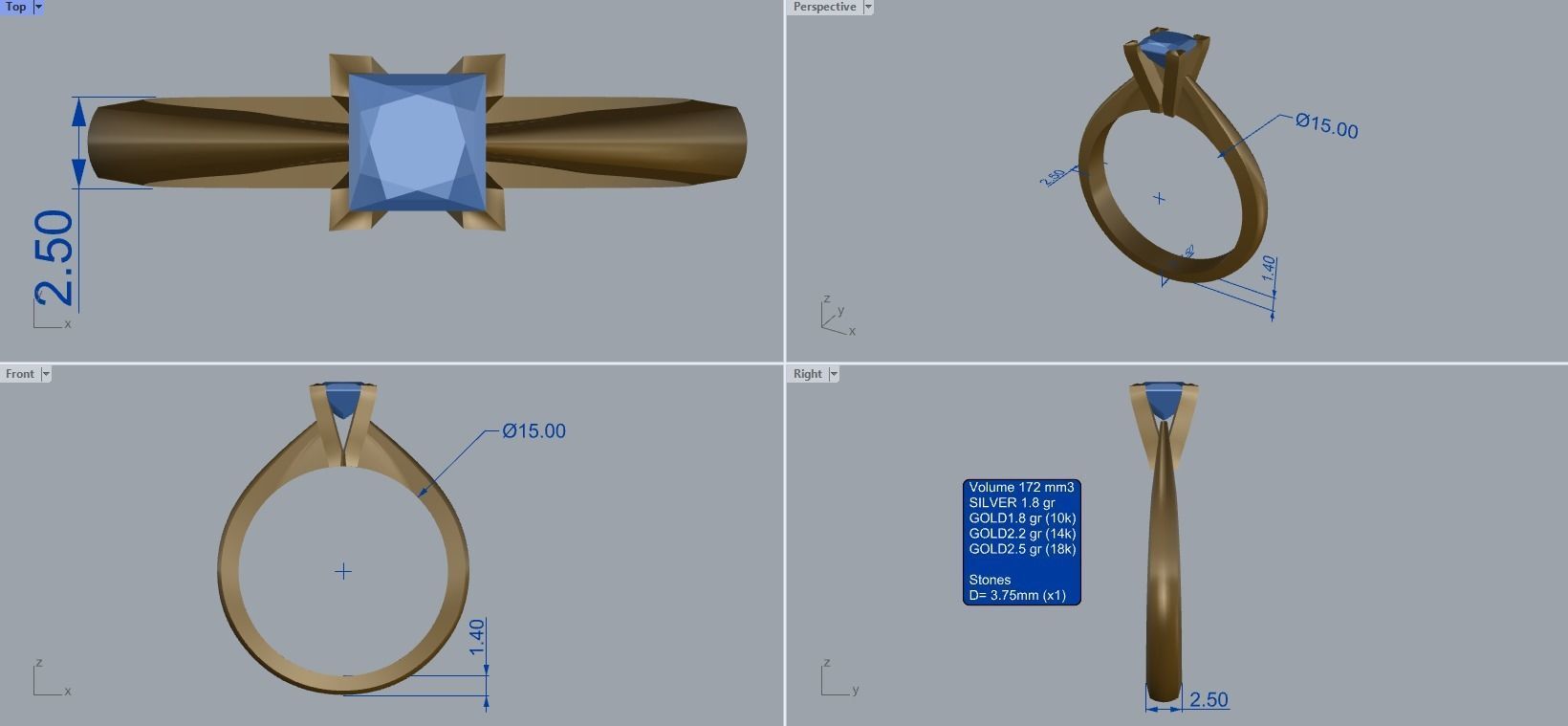 R 025 Solitaire Ring 3D print model_13