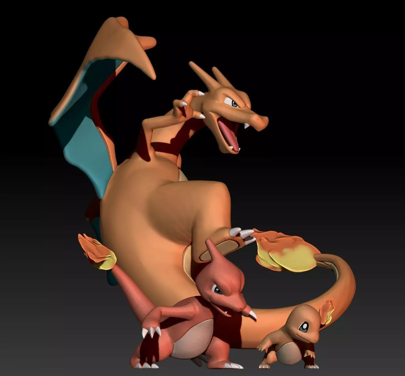 Pokemon Charmander Charmeleon Charizard 3D print model_0