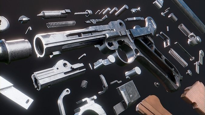 Luger P08 - WW2 German Pistol Low-poly 3D model
