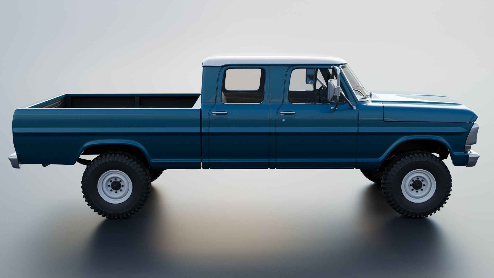 Pickup Truck F250 Crew Cab 1969 3D print model_9