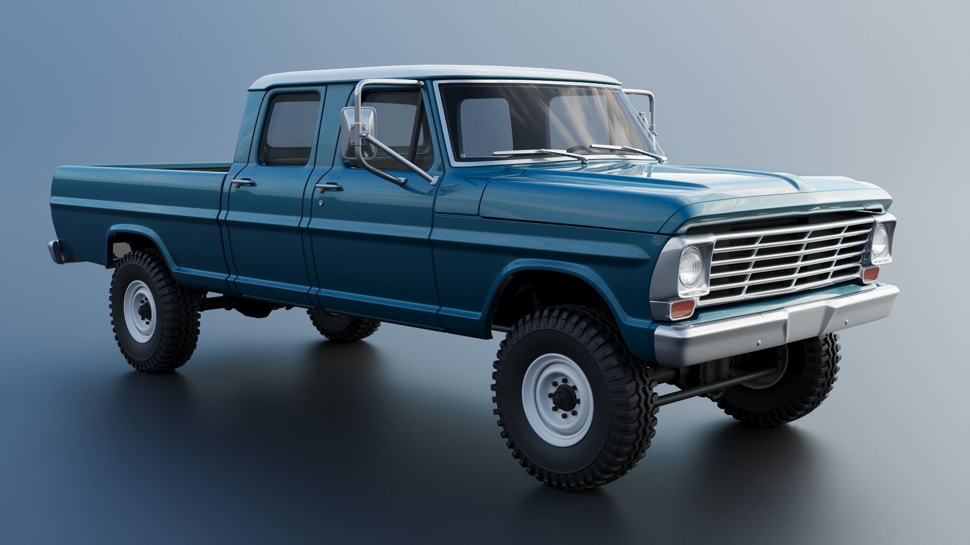 Pickup Truck F250 Crew Cab 1969 3D print model_10
